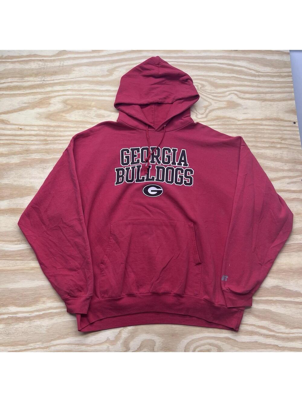 Vintage 00s Red Russell Athletic University Of Georgia Bullsdogs Hoodie SZ XXL